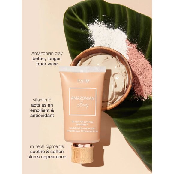 Tarte Amazonian Clay 16-Hour Full Coverage Foundation 18B Fair Light Beige NEW - Picture 2 of 6